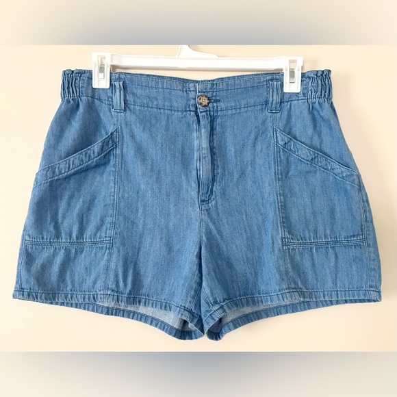 Old Navy Chambray 100% Cotton Loose Comfy Soft High Rise Stretchy Shorts - Picture 1 of 8